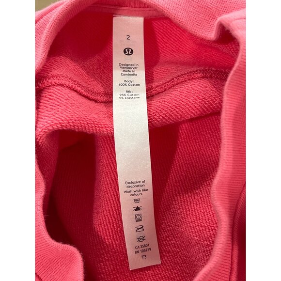 𝓛𝓾𝓵𝓾𝓵𝓮𝓶𝓸𝓷 Perfectly Oversized Crew Neck Sweatshirt Pink Size 2 - Picture 3 of 6